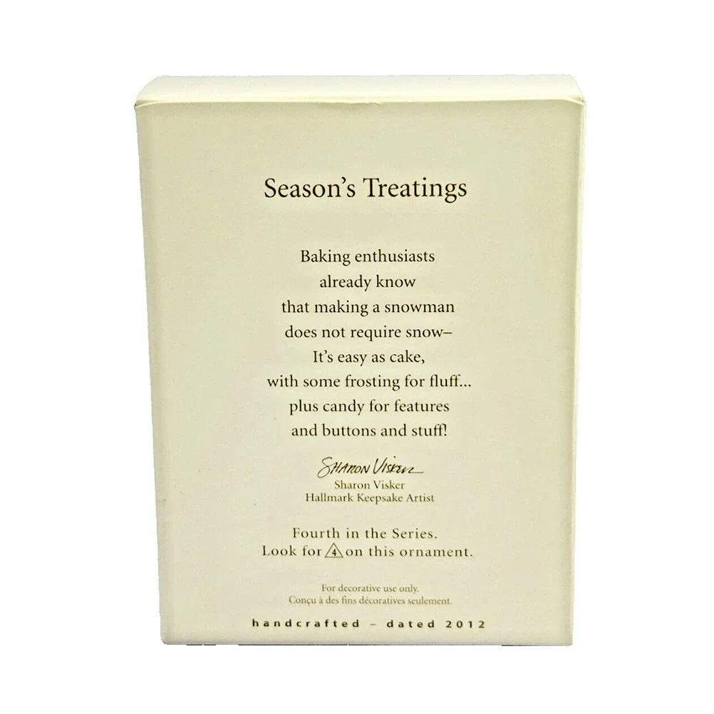 Hallmark SEASON'S TREATINGS 2012 Keepsake Ornament Series #4 Snowman Cake w/ Box